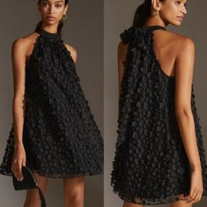 Eva Franco Black Textured Mini Dress